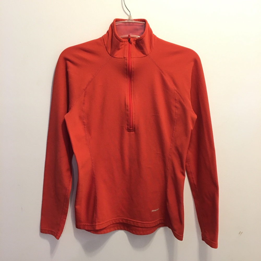 Patagonia Capilene Orange 1/2 Zip Base Layer Shirt